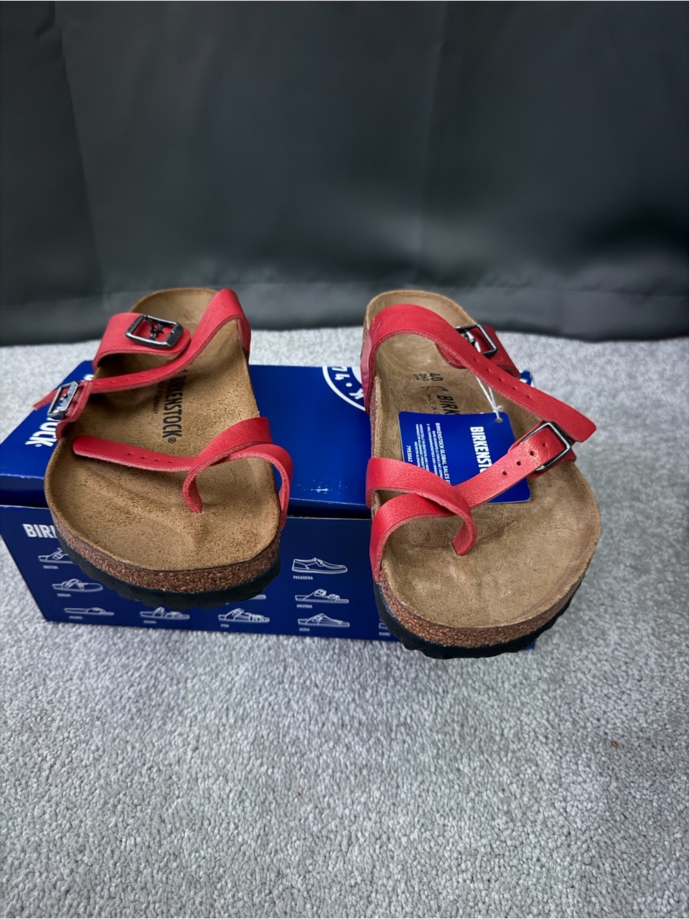 Birkenstock Red Cross-strap Cork Sandals TW - Picture 2 of 4